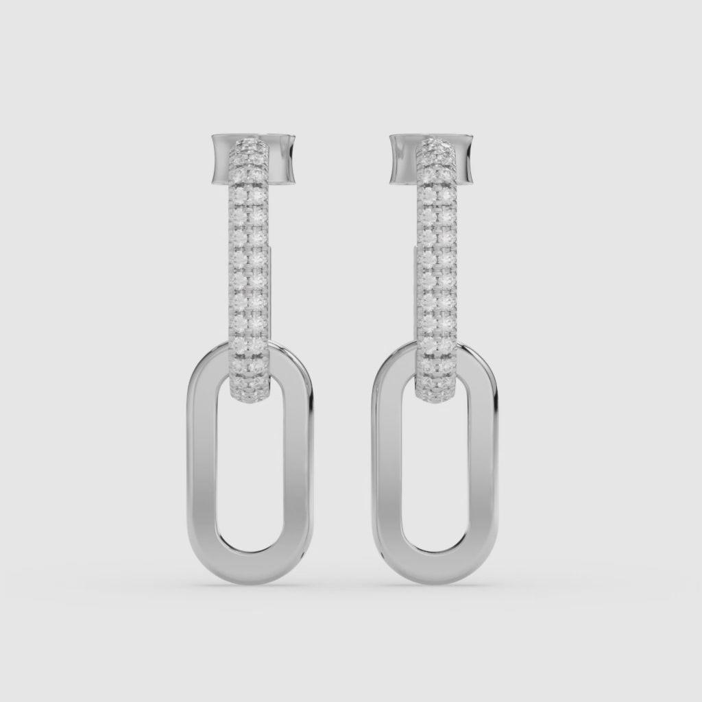 White Gold Round Cut Hoop Earrings with 0.50 CT Diamonds in 14K Gold