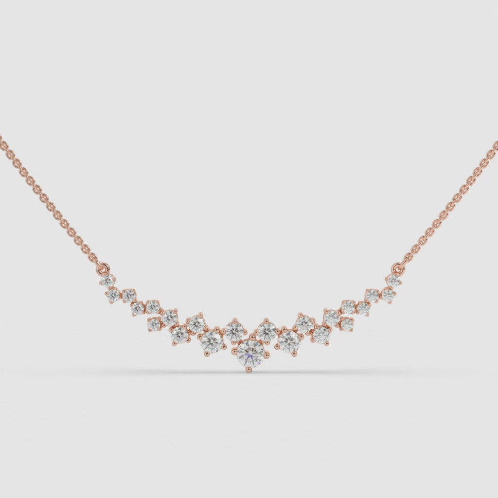 Geometric Play Round Diamond Pendant with Chain in 14K Rose Gold