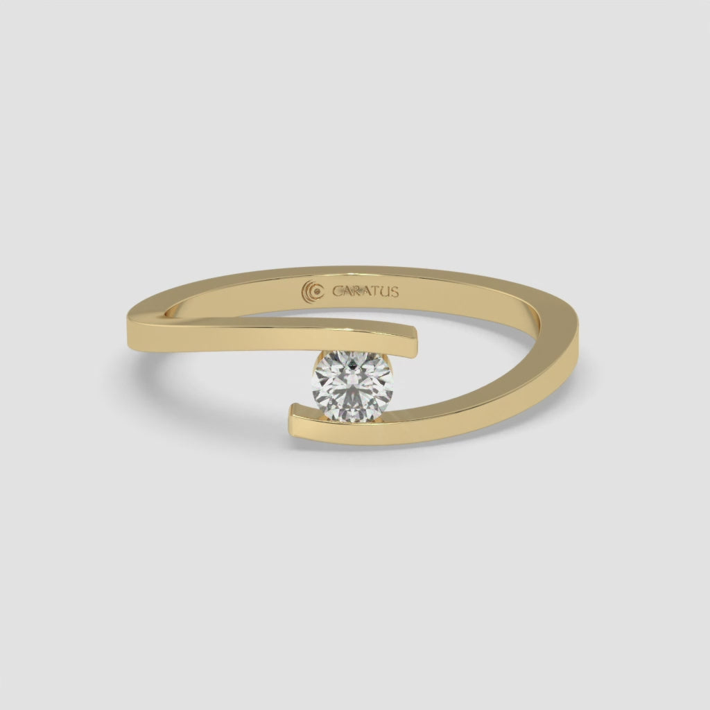 14K Yellow Gold Round-cut Diamond Engagement Ring