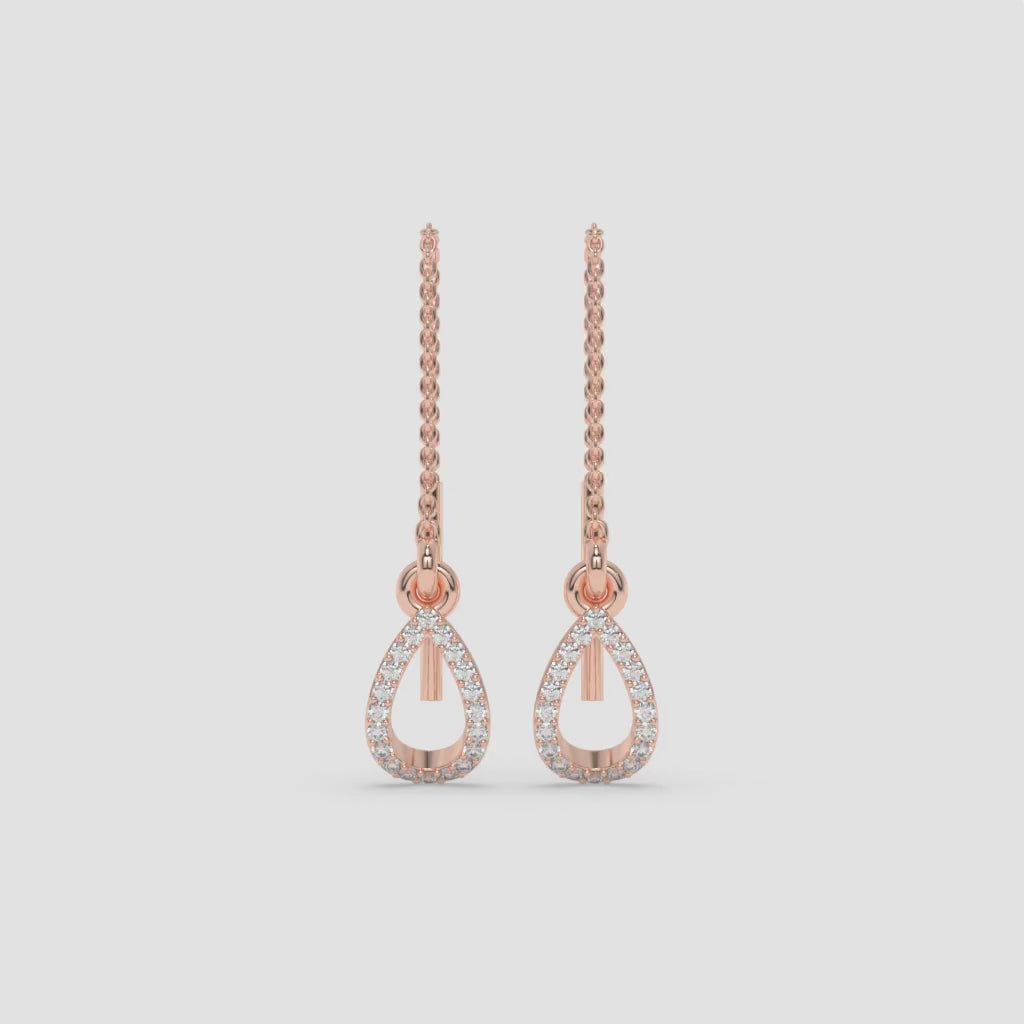 Diamond Drop Rose Gold Earrings in Pear Shape