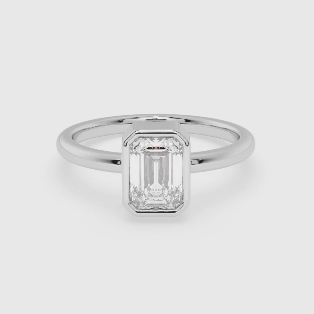 1.00 CT White Gold Emerald-Cut Diamond Engagement Ring
