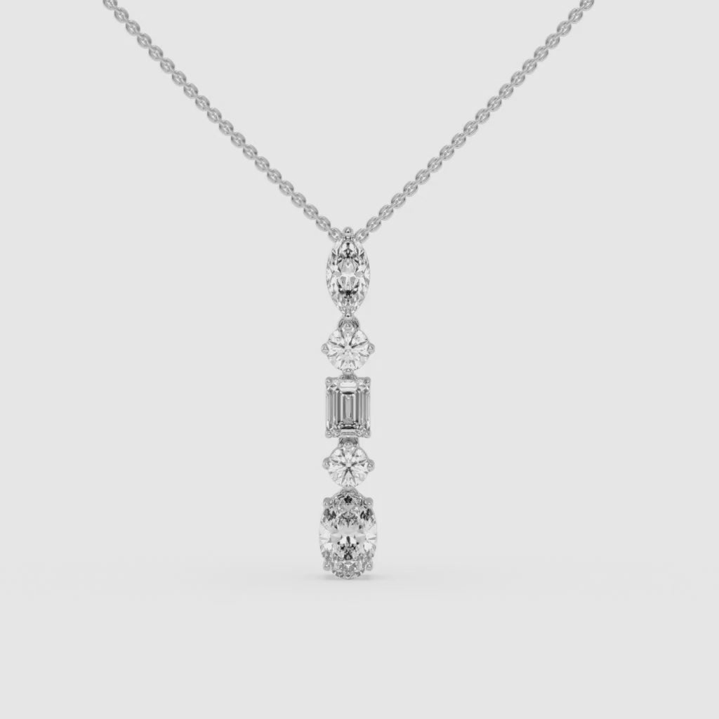 Diamond Pendant in White Gold with Modern Blend of Shapes