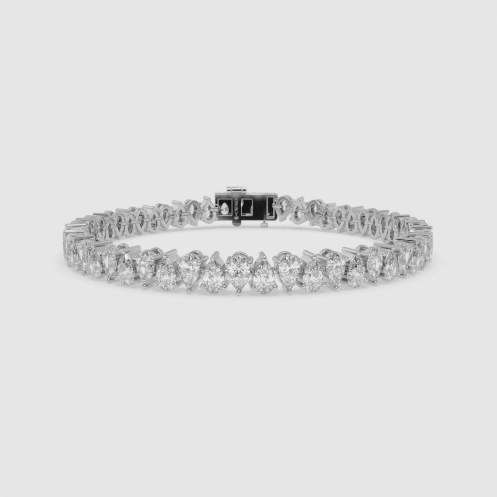 Pear-Shaped Diamond Tennis Bracelet in White Gold