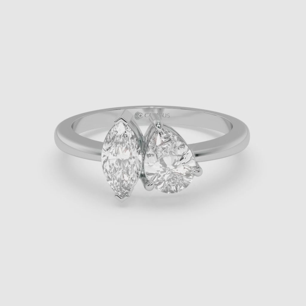 Toi et Moi Diamond Ring in 14K White Gold