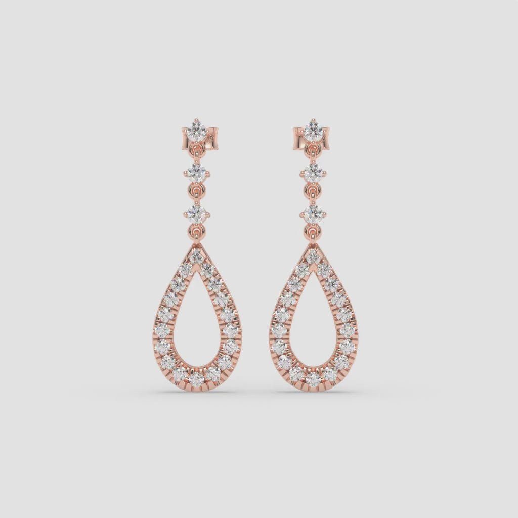 Rose Gold Pear-Shaped Diamond Drop Earrings