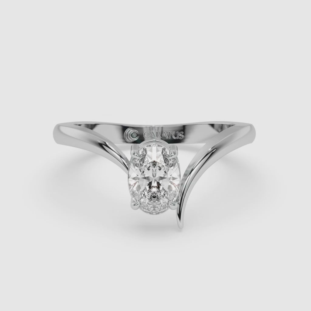 0.75 CT Oval Diamond Ring in White Gold