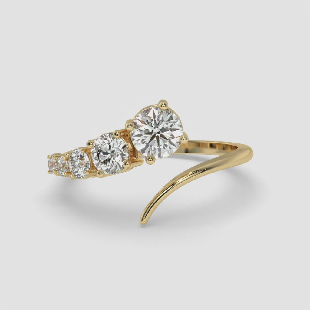 0.50 CT Yellow Gold Round-Cut Engagement Ring with Side Round Diamonds