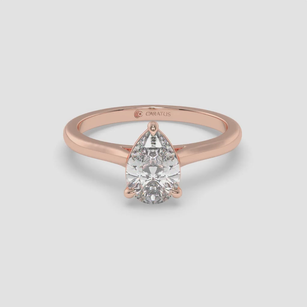 1.00 CT Pear-Shaped Diamond Rose Gold Ring
