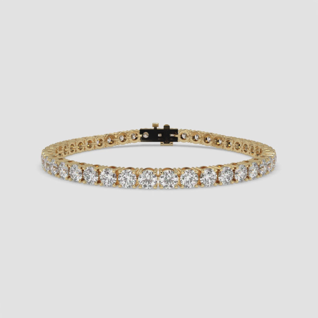 10.25 CT Yellow Gold Round Diamond Tennis Bracelet in 14K Gold