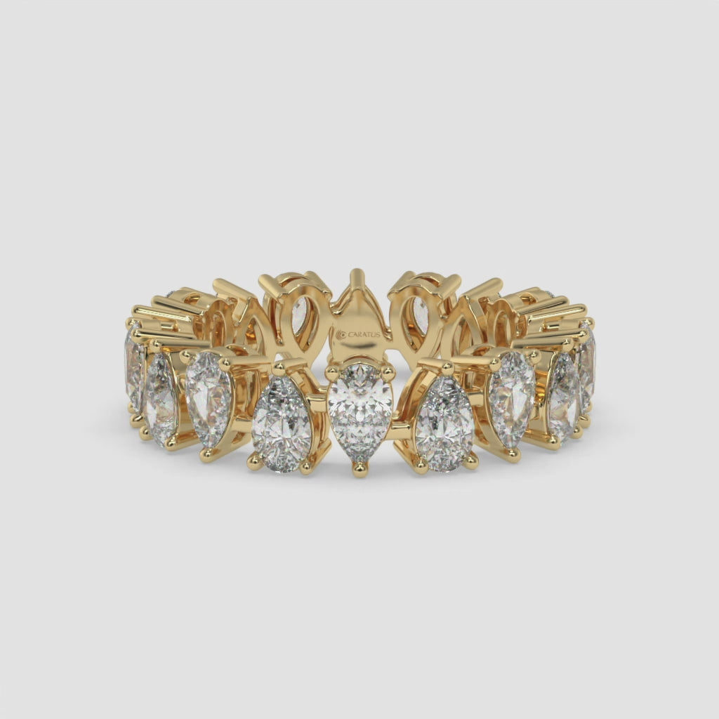 4.50 CT Yellow Gold Pear-Cut Diamond Eternity Engagement Ring