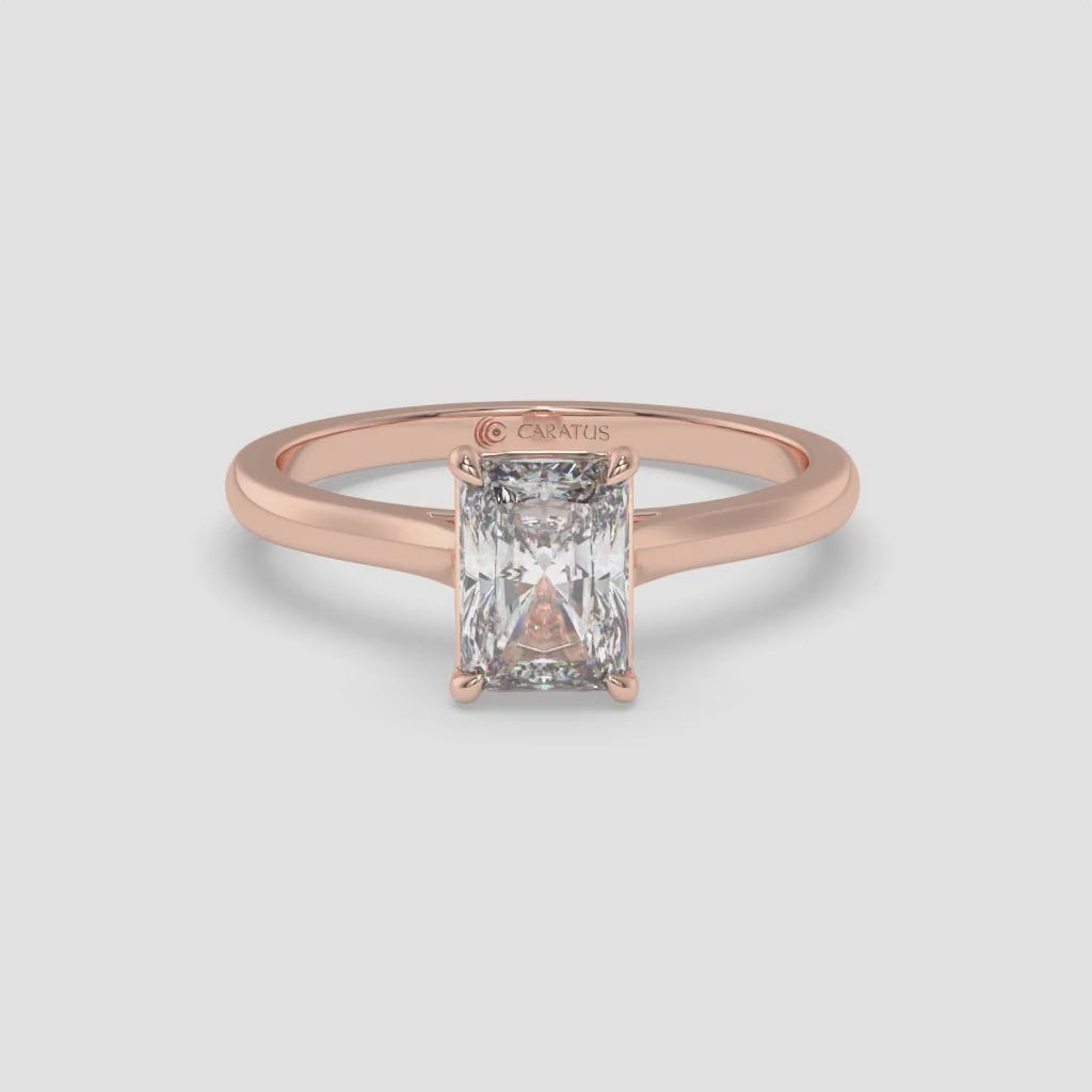 Radiant-Cut Diamond Cathedral Ring in Rose Gold