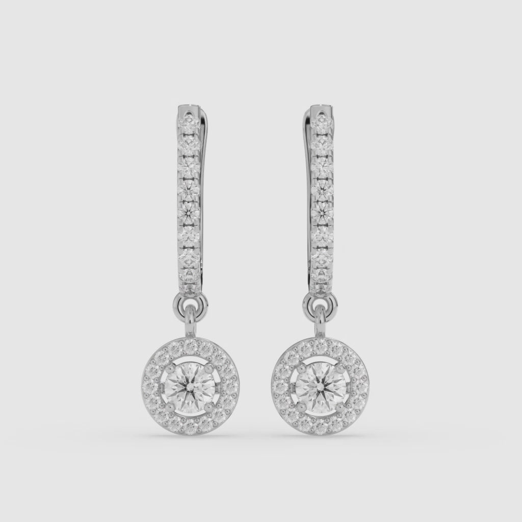 Halo Earrings in 14K White Gold with Lab-Grown Diamonds