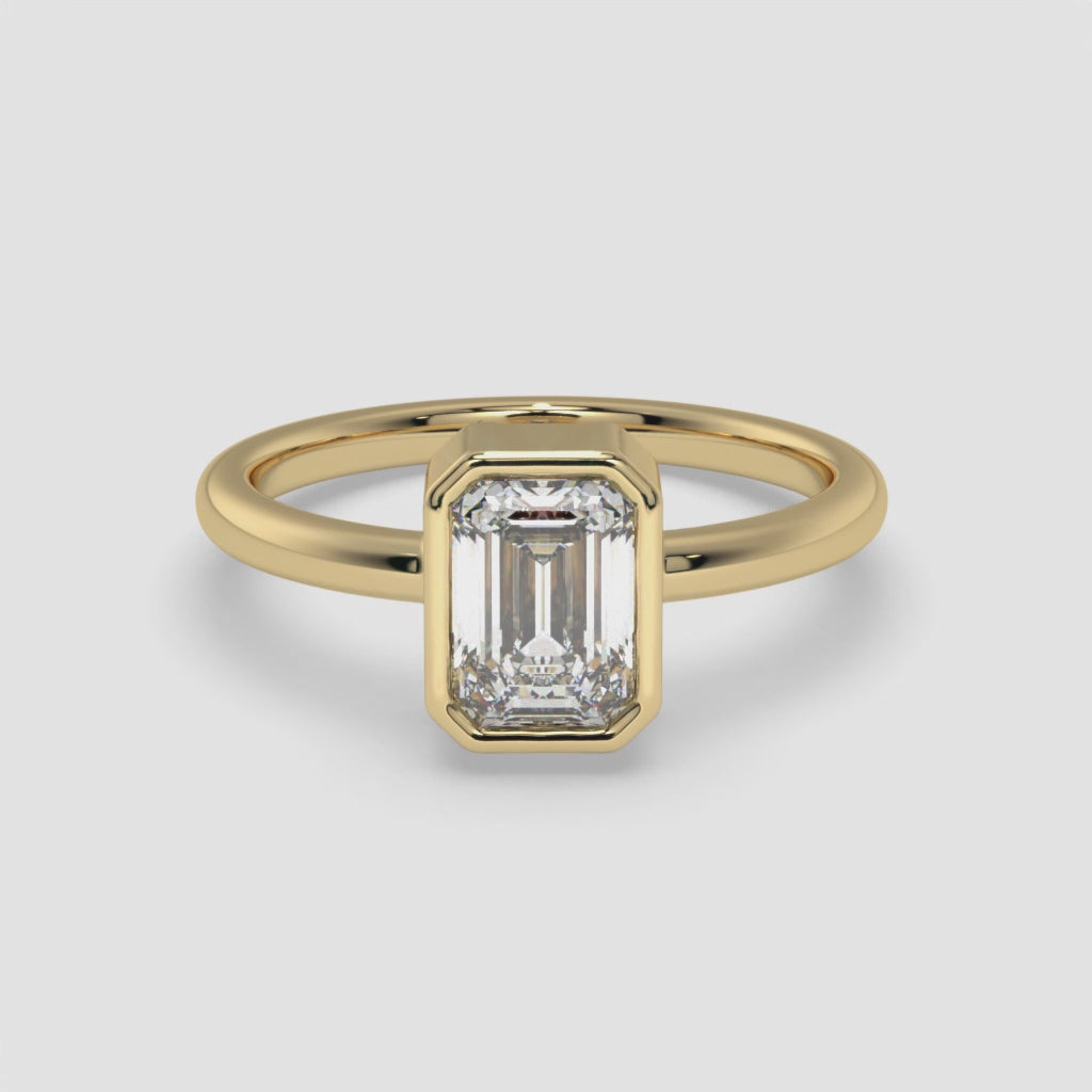 1.00 CT Yellow Gold Emerald-Cut Diamond Engagement Ring