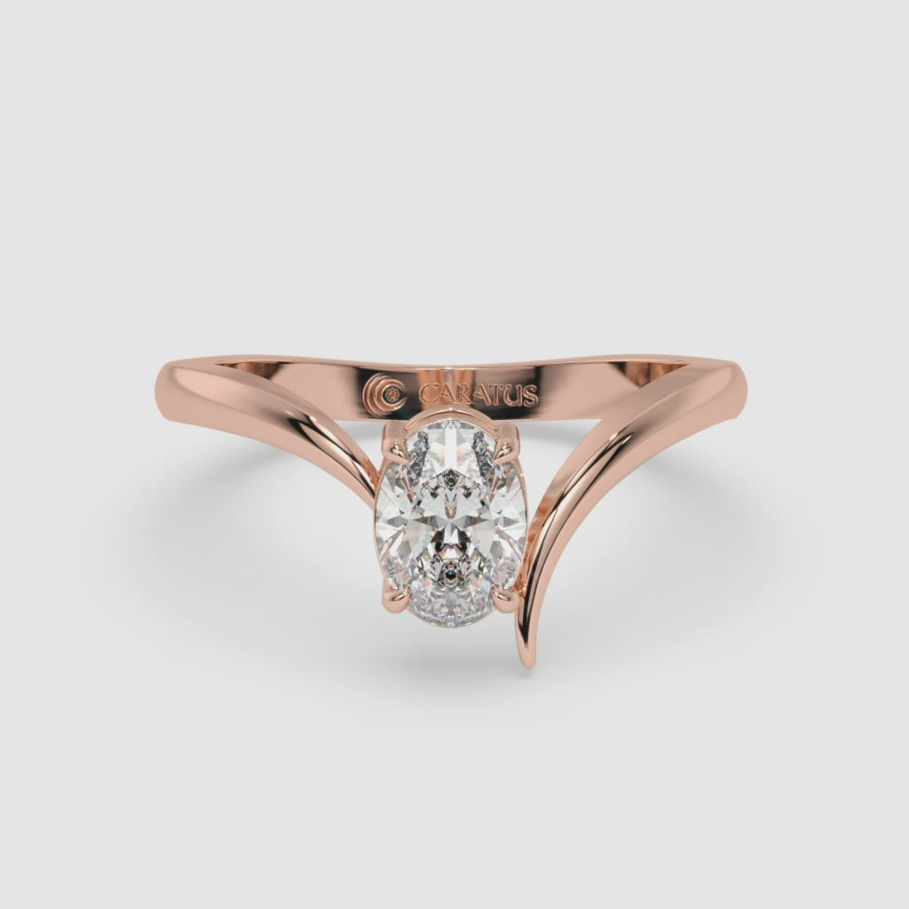 0.75 CT Oval Diamond Ring in Rose Gold