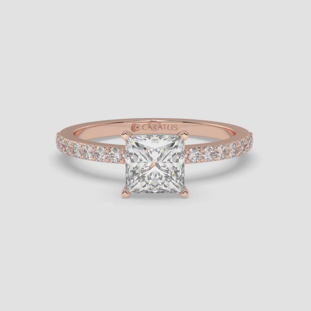 Rose Gold Princess-Cut Diamond Solitaire Ring with Channel-Set Band