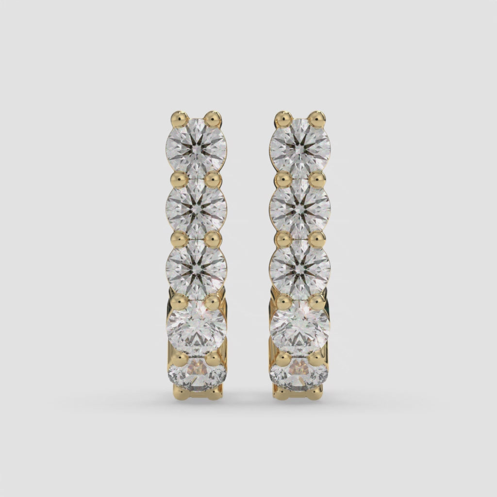 14K Yellow Gold Round Cut Diamond Bar Earrings