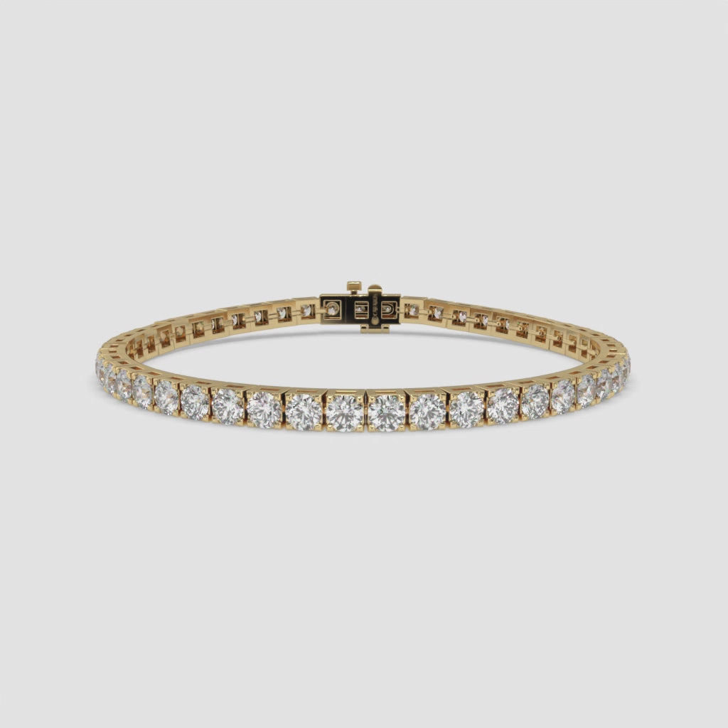 7.82 Carat Round Diamond Yellow Gold Tennis Bracelet in 14K Gold