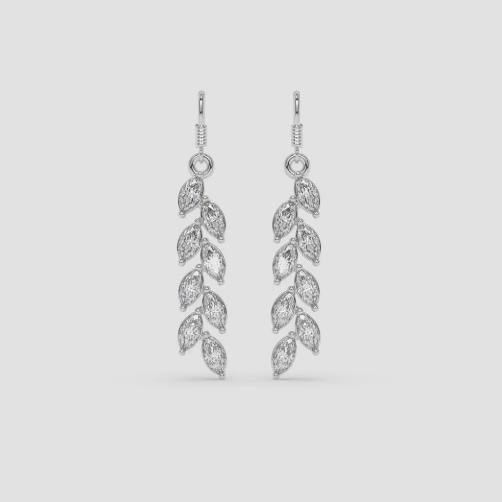 White Gold Drop Earrings with Cascading Marquise Diamonds
