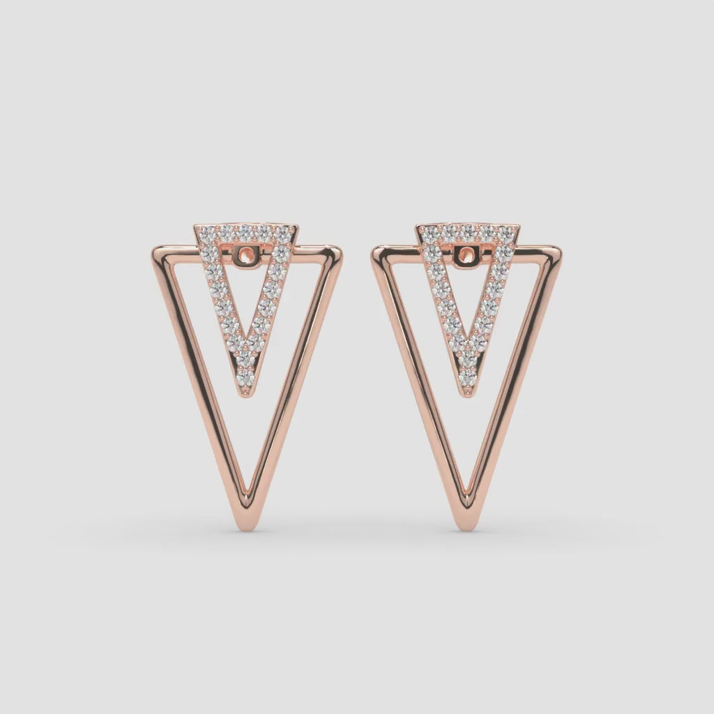 Geometric Diamond Stud Rose Gold Earrings
