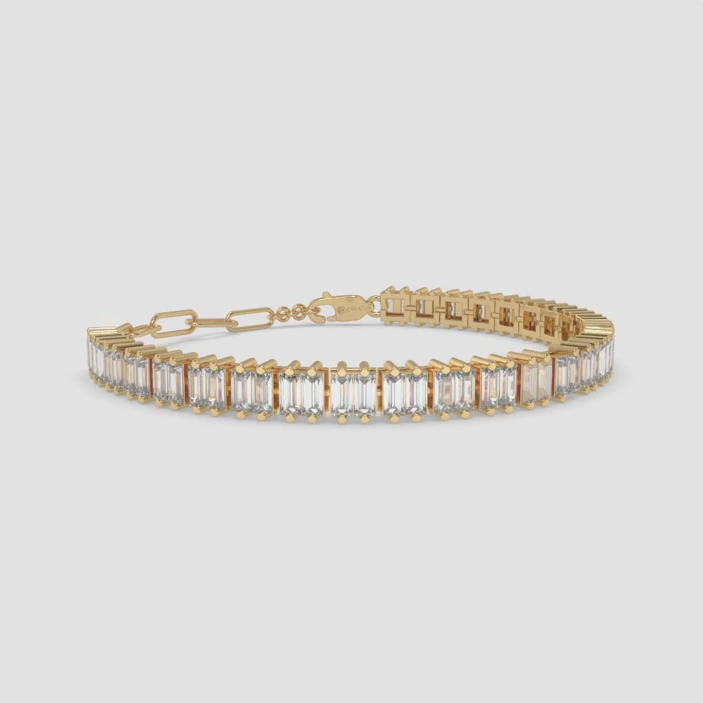 6.44 Carat Round Diamond Tennis Bracelet in Yellow Gold