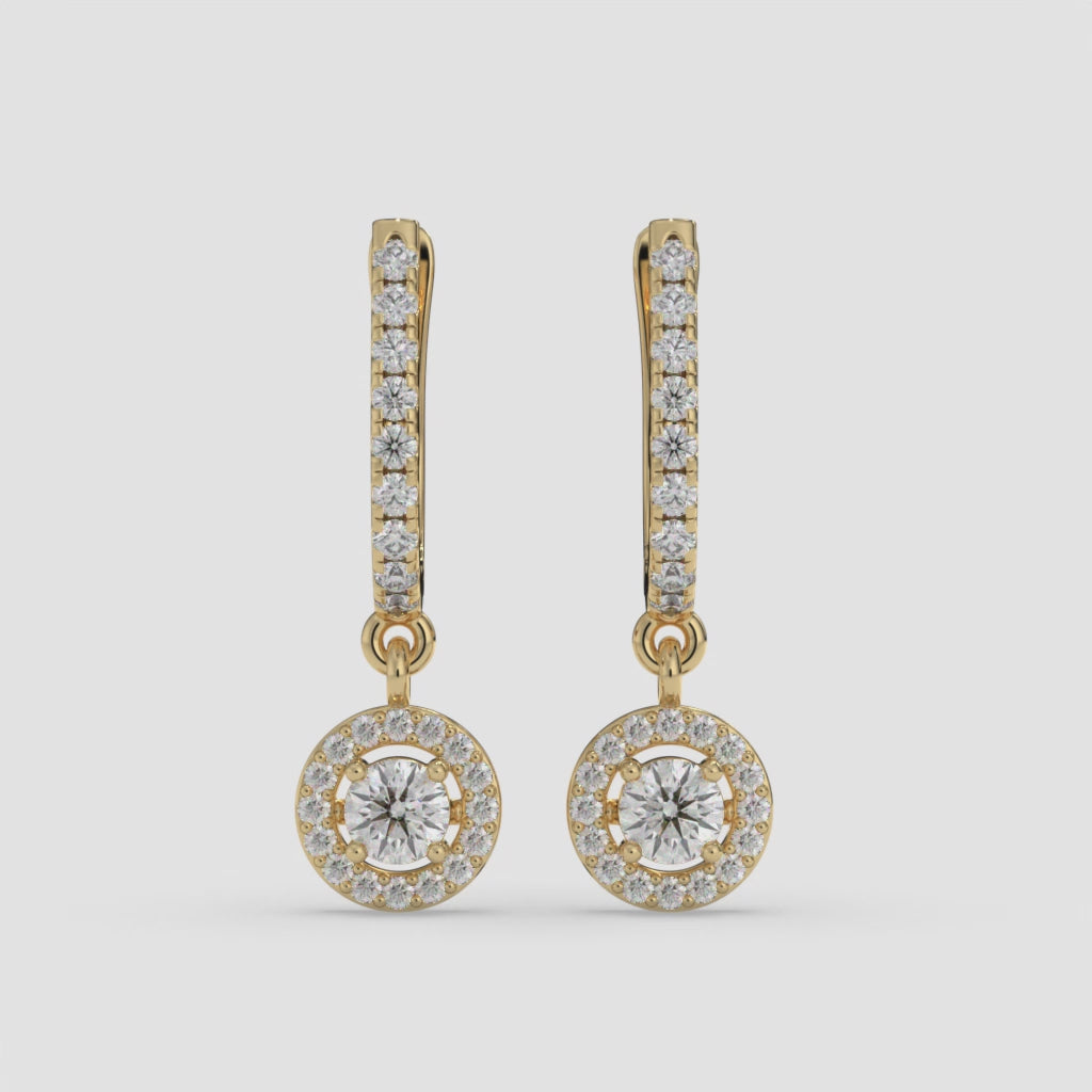 Halo Earrings in 14K Yellow Gold with Lab-Grown Diamonds