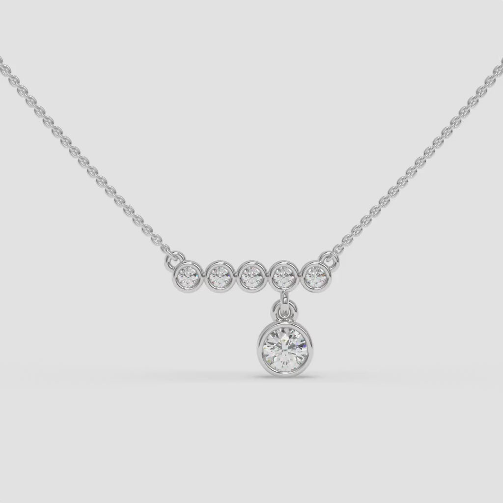 Linear Diamond Pendant Necklace in White Gold