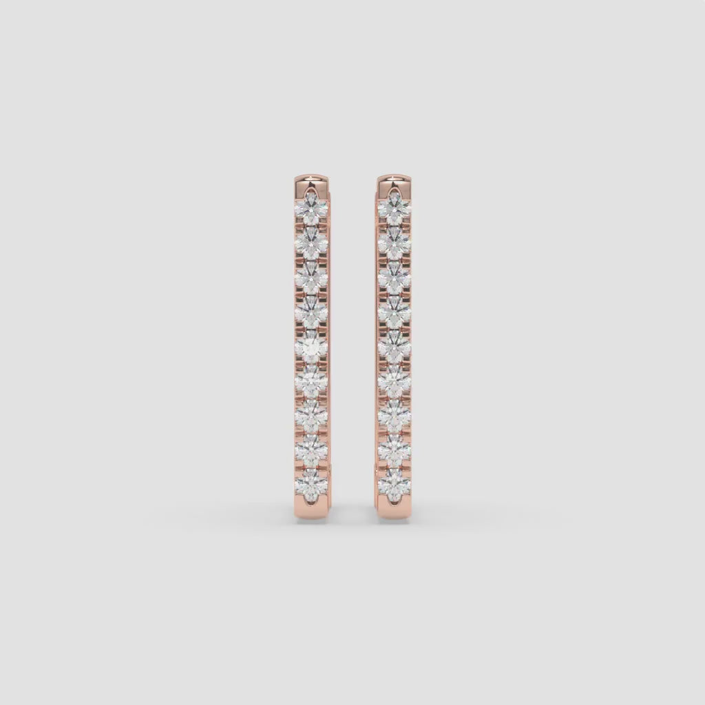 Square Diamond Hoop Earrings in Rose Gold