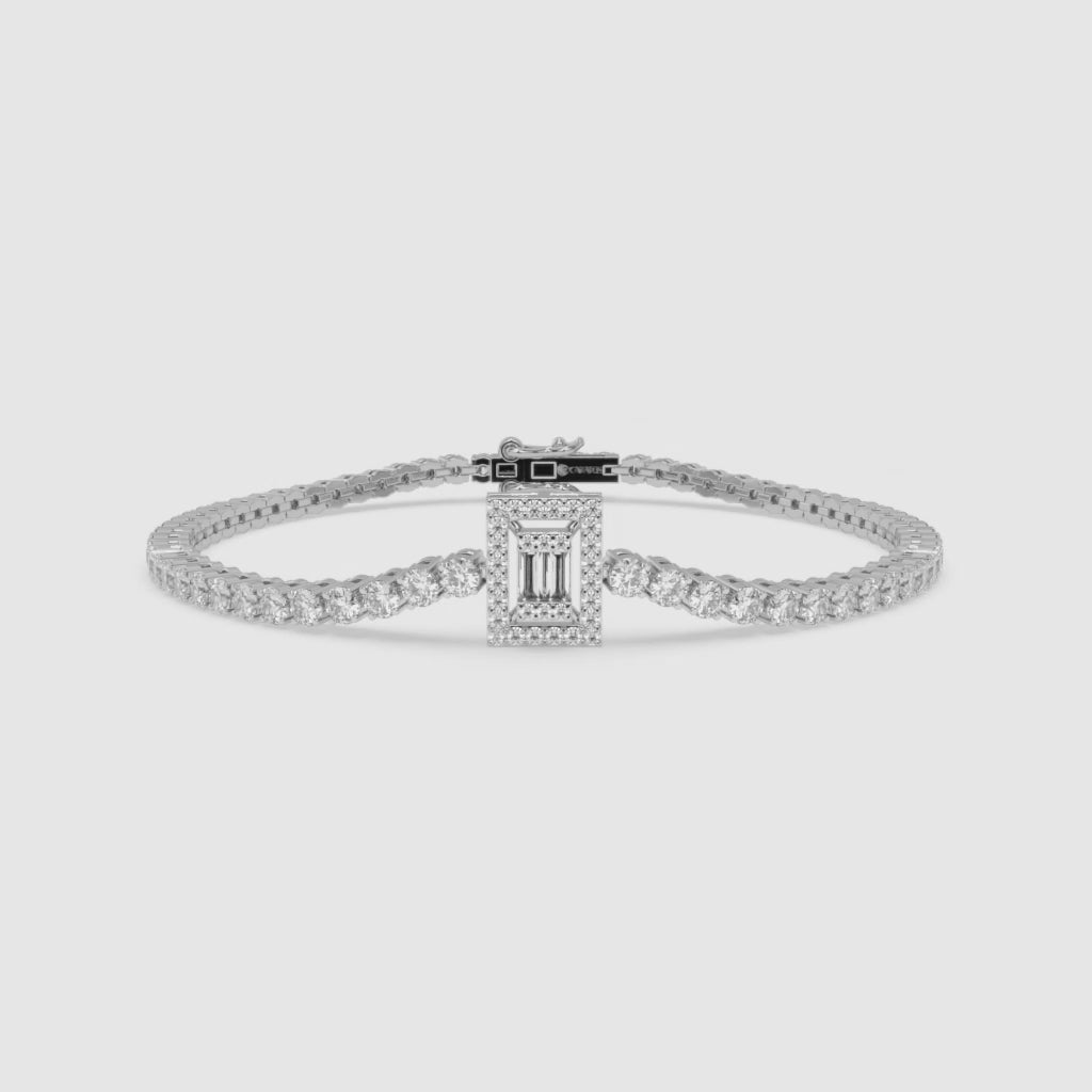 Round-Cut Diamond Tennis Bracelet in 14K White Gold