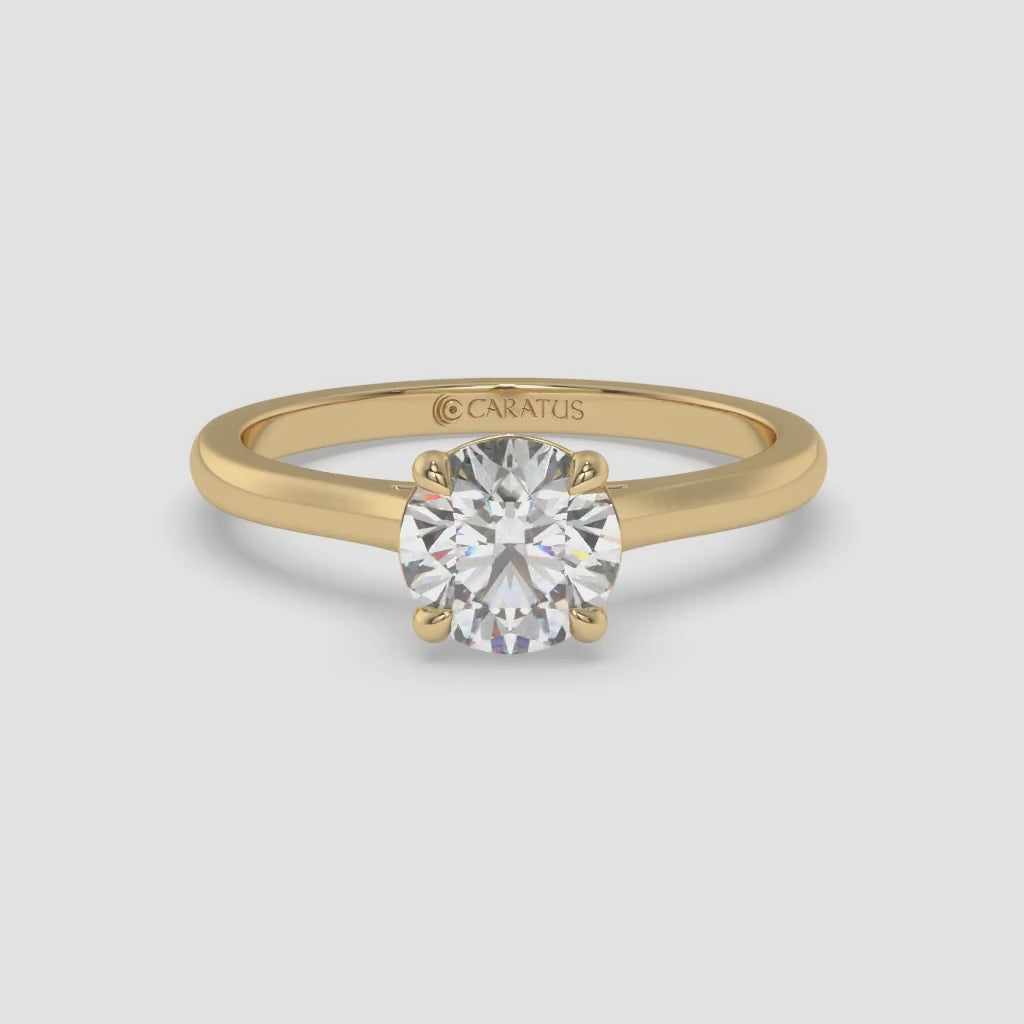 1.00 CT Cathedral-Style Round Diamond Engagement Ring in Yellow Gold