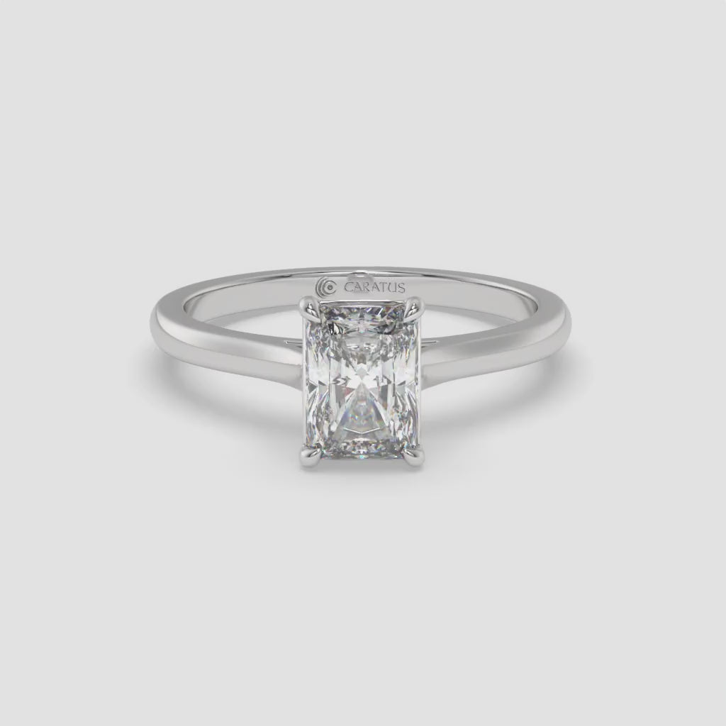 Radiant-Cut Diamond Cathedral Ring in White Gold