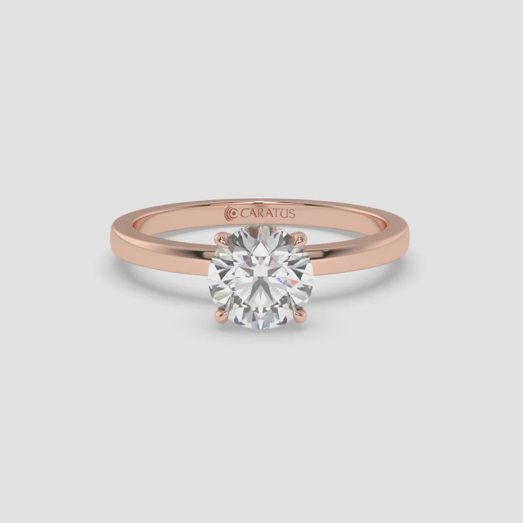 Round Diamond Ring with Accent Diamonds in Rose Gold