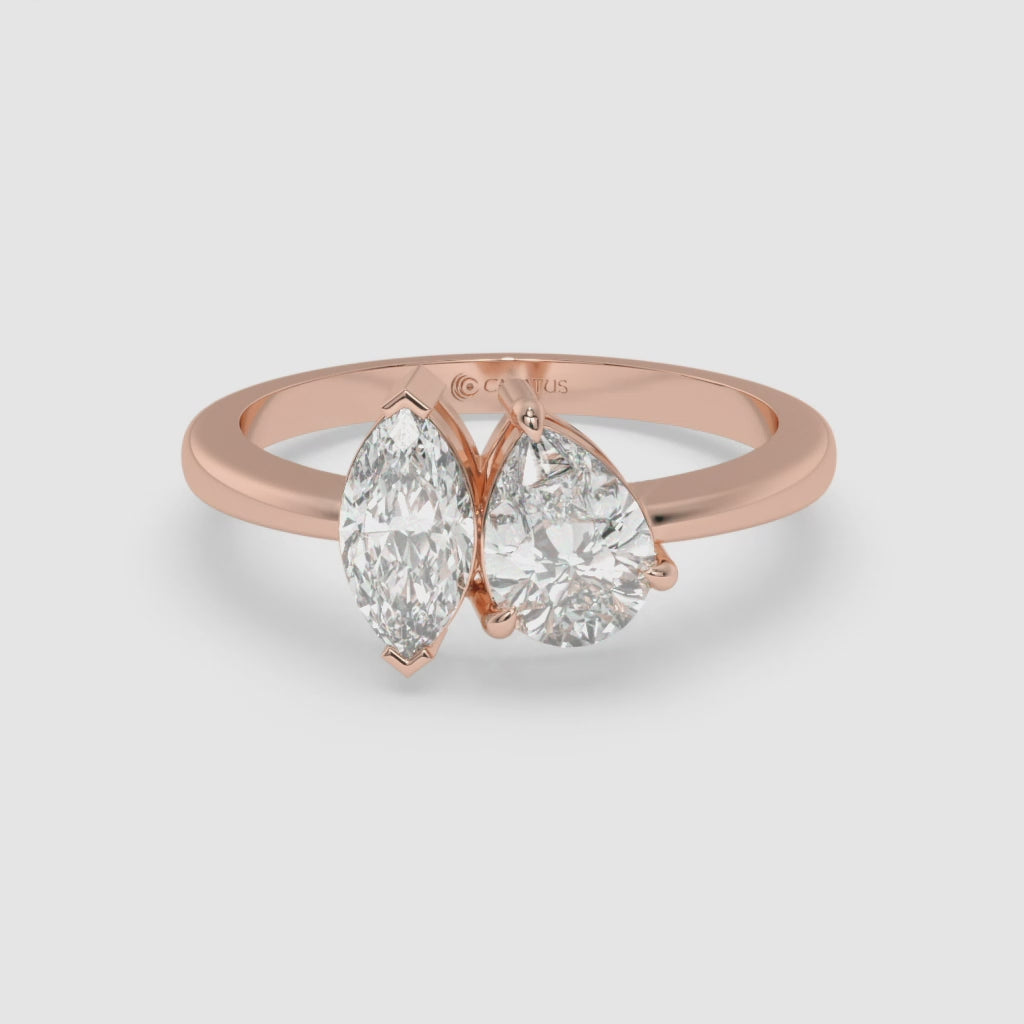 Toi et Moi Diamond Ring in 14K Rose Gold