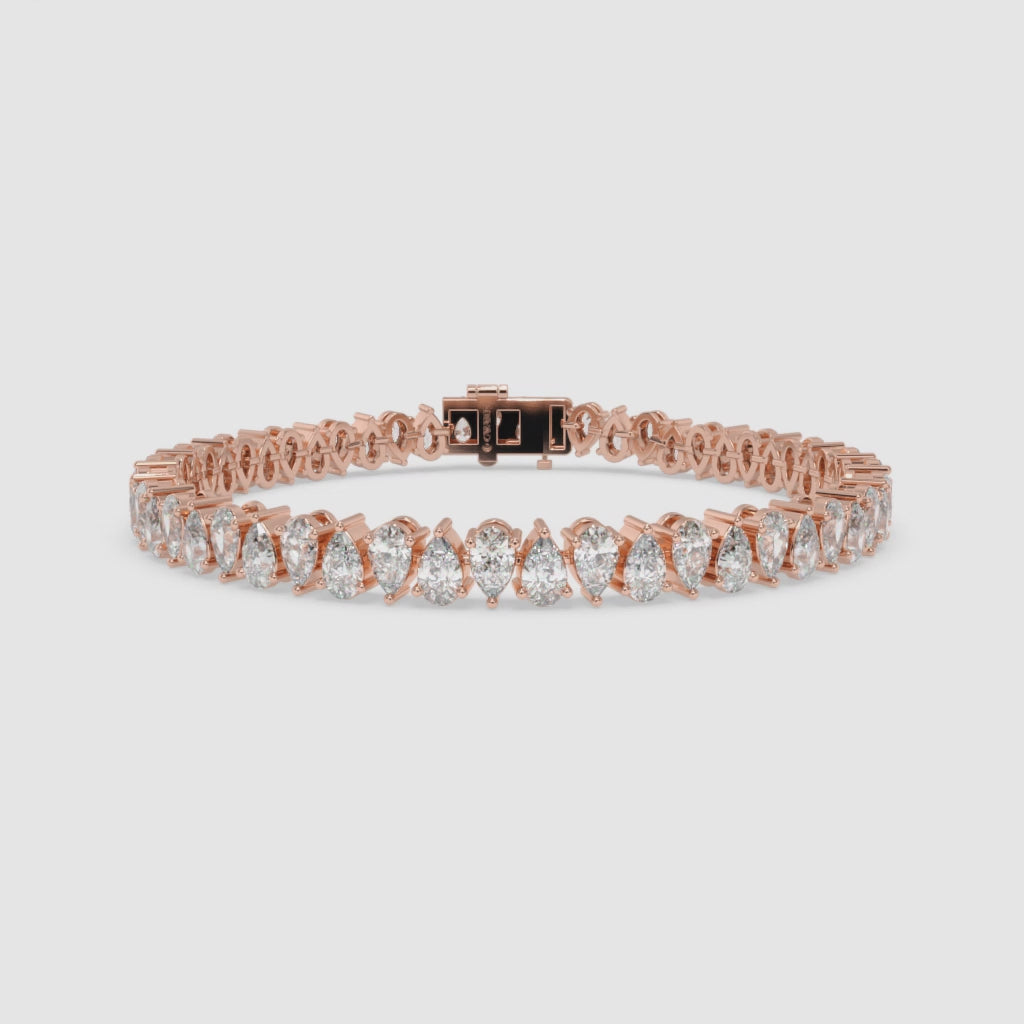 Pear-Shaped Diamond Tennis Bracelet in Rose Gold