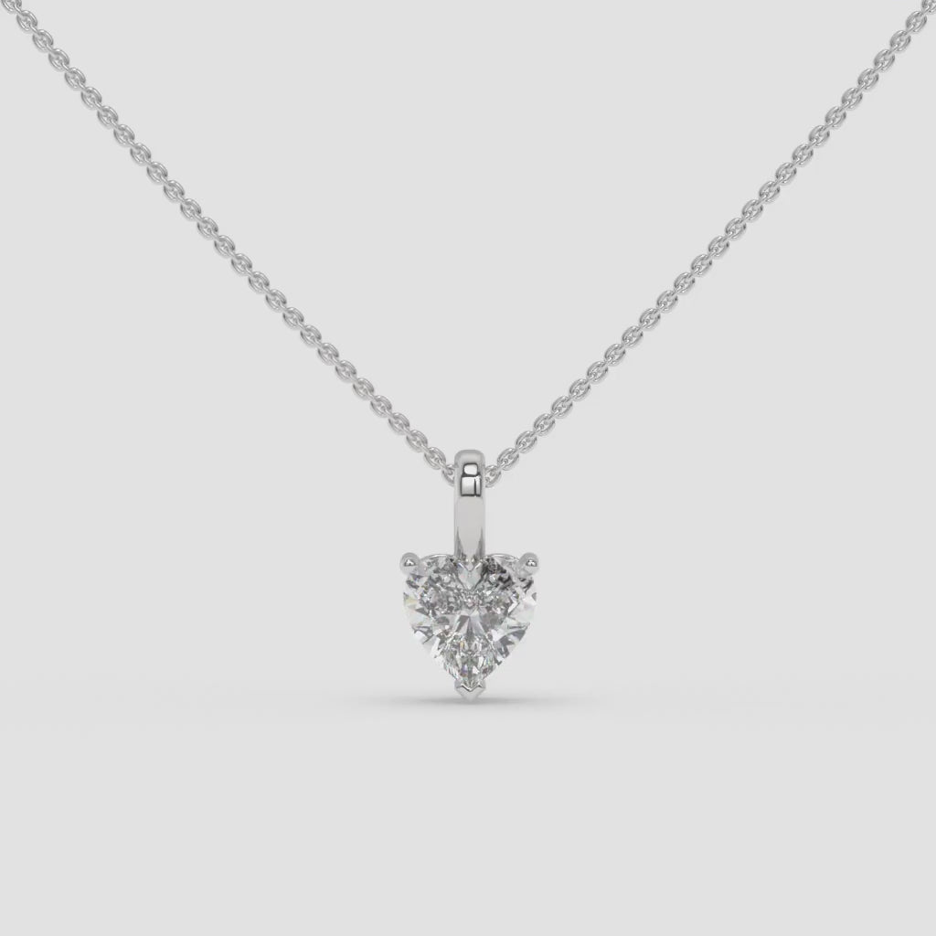 Heart-Shaped Diamond Pendant in White Gold