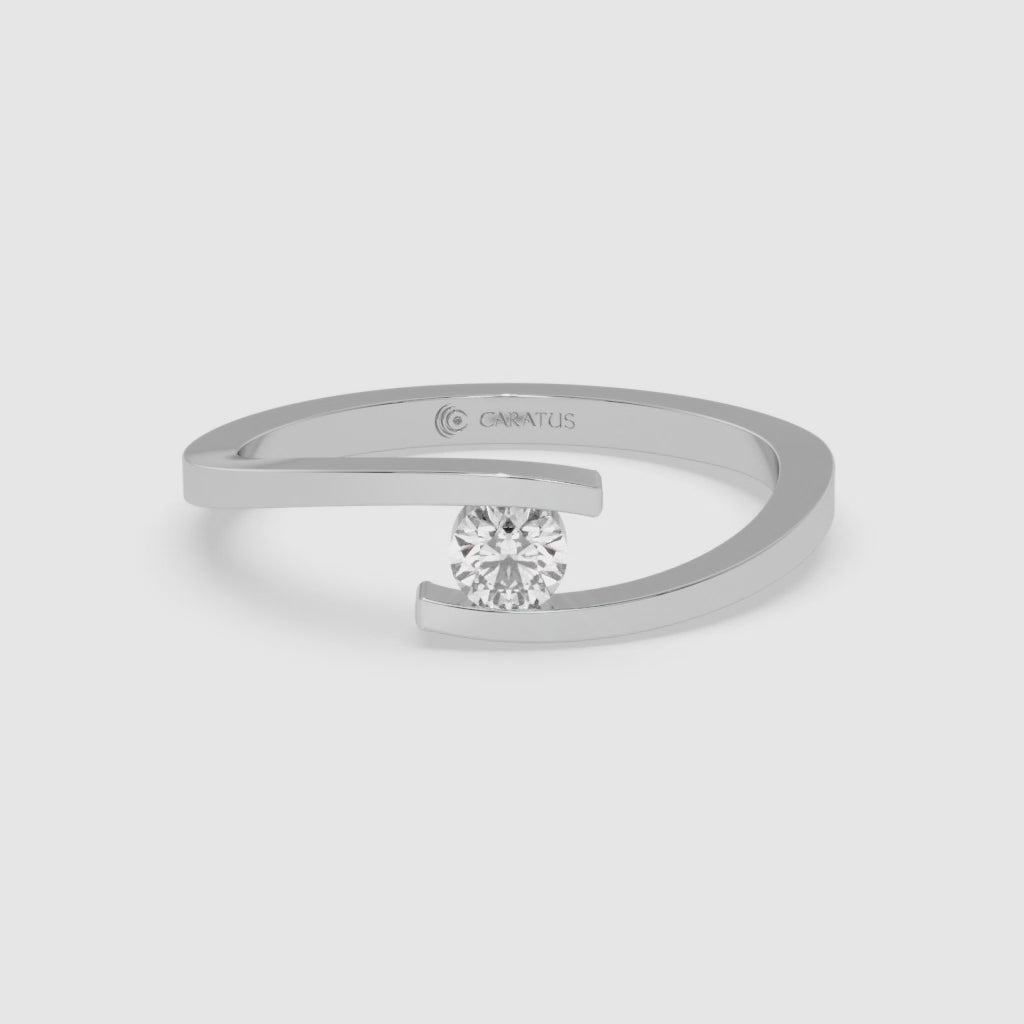 14K White Gold Round-cut Diamond Engagement Ring
