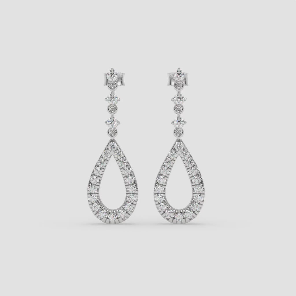 White Gold Pear-Shaped Diamond Drop Earrings