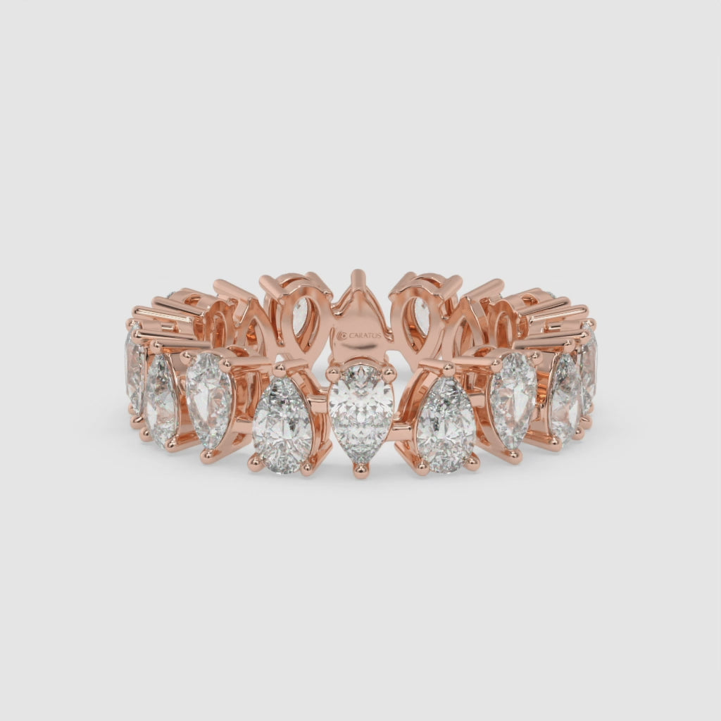 4.50 CT Rose Gold Pear-Cut Diamond Eternity Engagement Ring