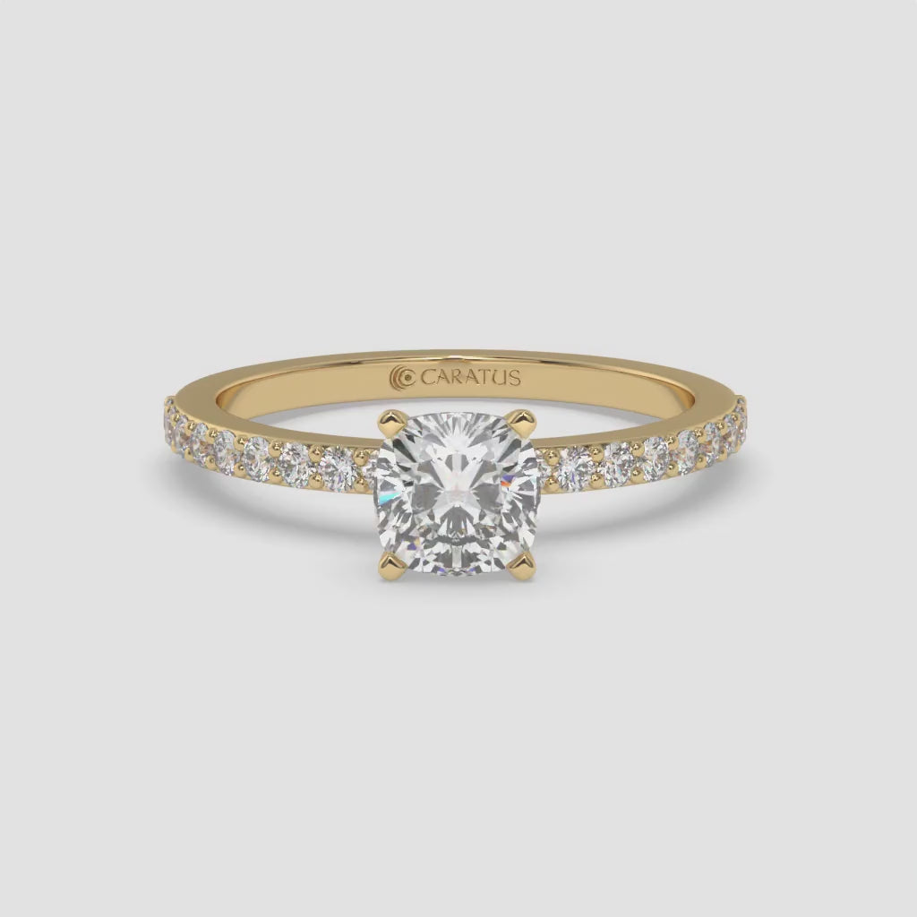 Cushion Diamond Ring with Side Stones