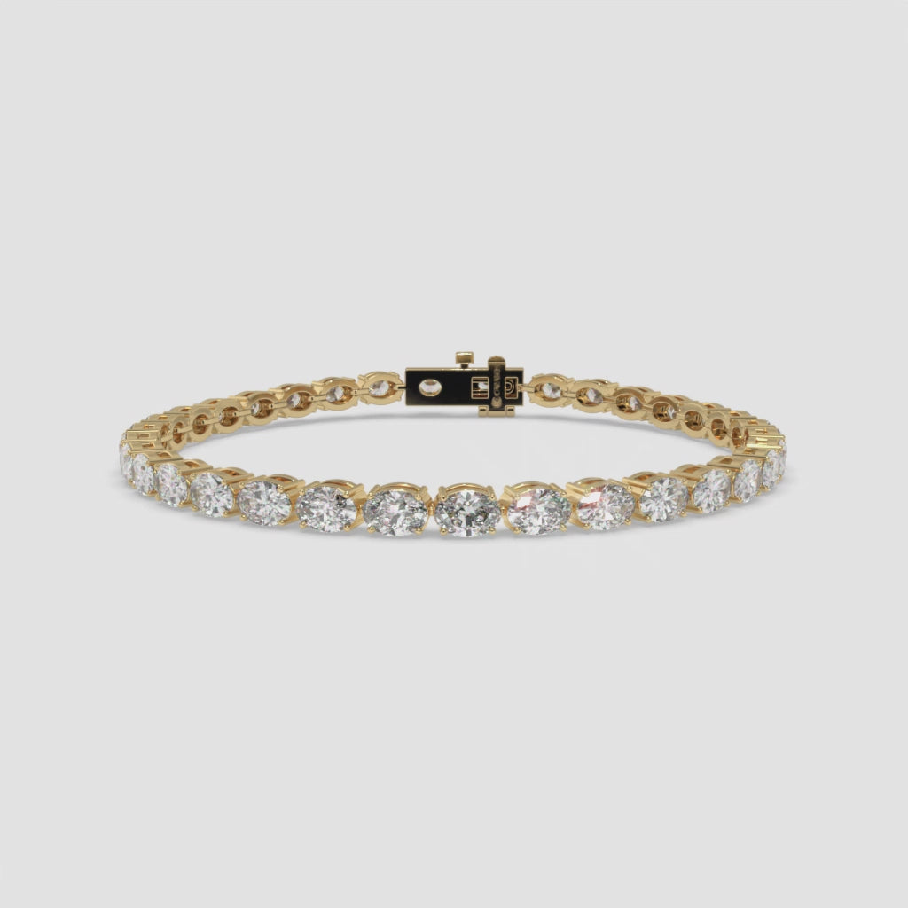 7.75 CT Oval Diamond Tennis Bracelet in Yellow Gold