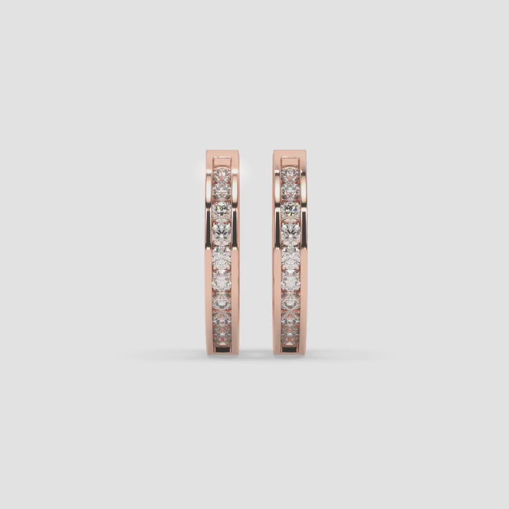 Rose Gold Classic Diamond Hoop Earrings