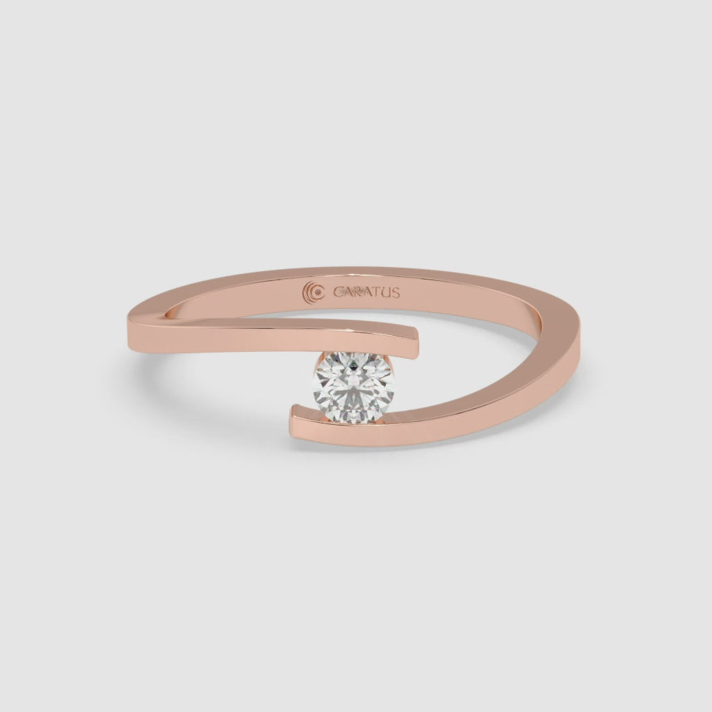 14K Rose Gold Round-cut Diamond Engagement Ring