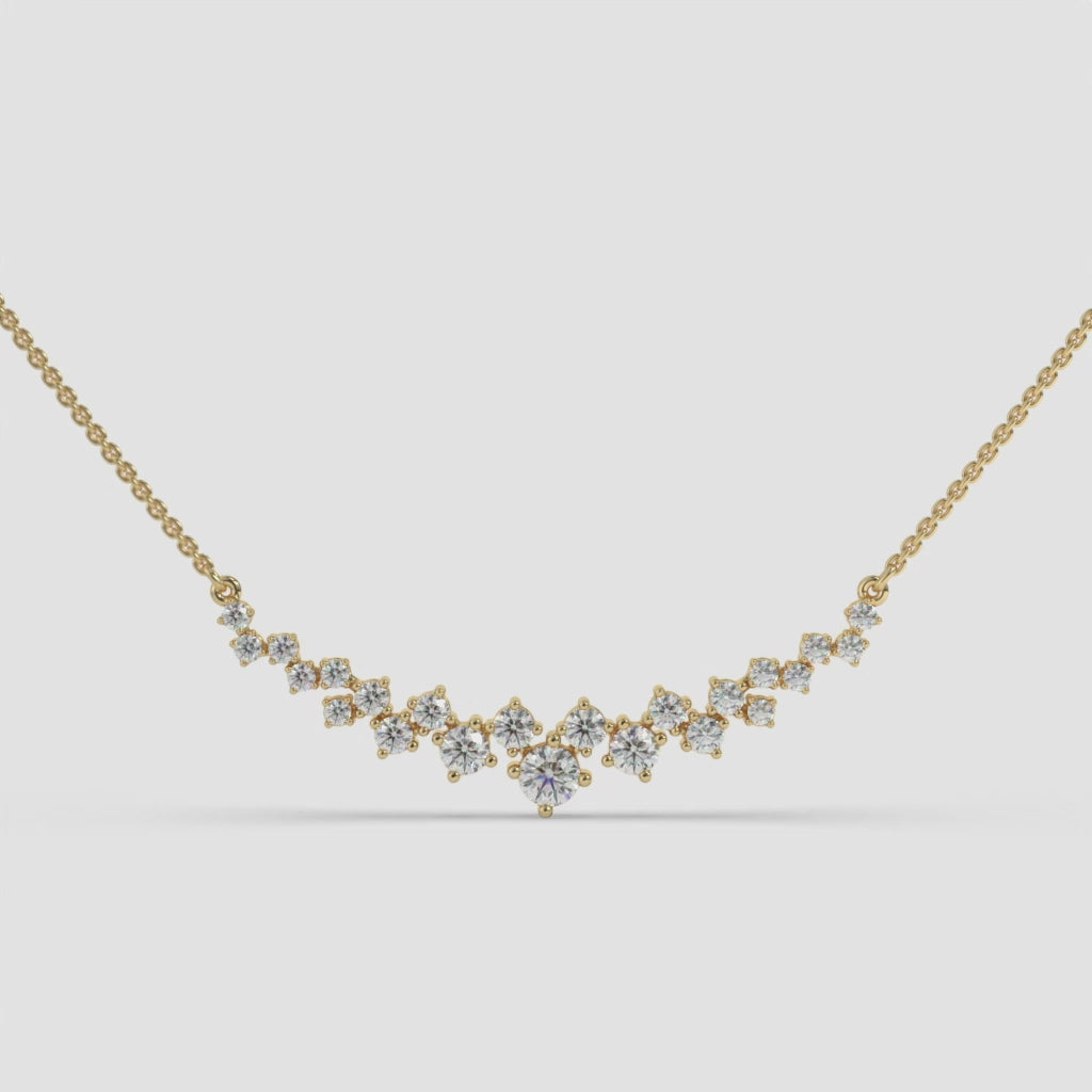 Geometric Play Round Diamond Pendant with Chain in 14K Yellow Gold