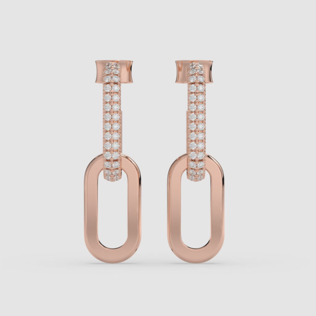 Rose Gold Round Cut Hoop Earrings with 0.50 CT Diamonds in 14K Gold