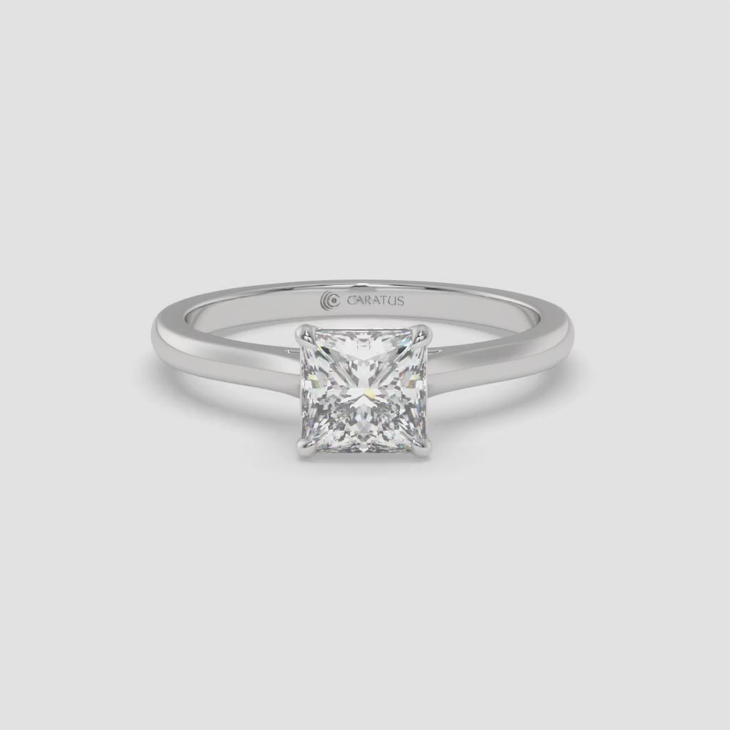White Gold Princess-Cut Diamond Cathedral Ring in 1.00 CT